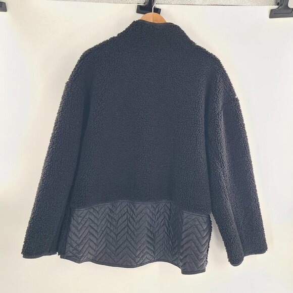 Athleta Cozy Sherpa Snap Sweatshirt Size L Large Black - Picture 4 of 8